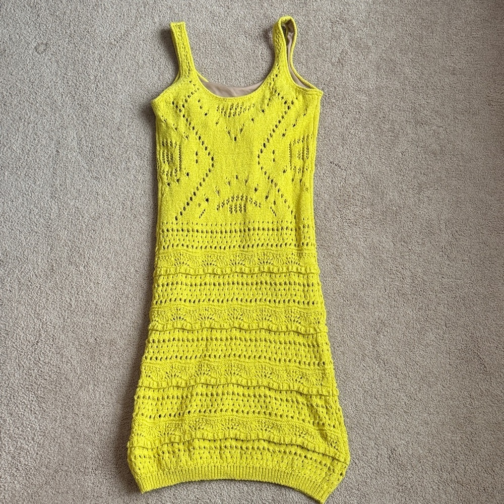 House of Harlow Yellow crochet knit dress - Picture 6 of 6